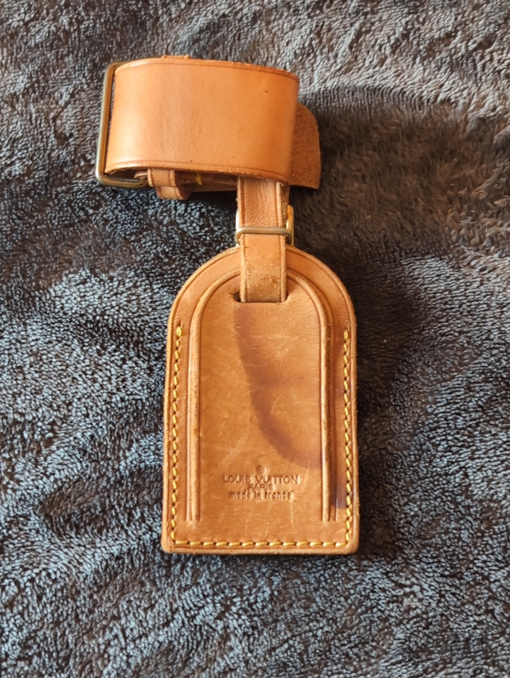 Louis Vuitton Brown Leather Luggage Tag with Strap